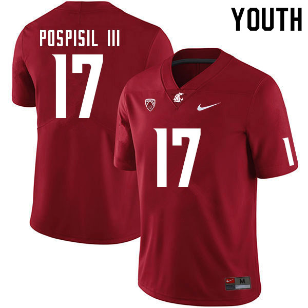 Youth #17 Billy Pospisil III Washington State Cougars College Football Jerseys Sale-Crimson